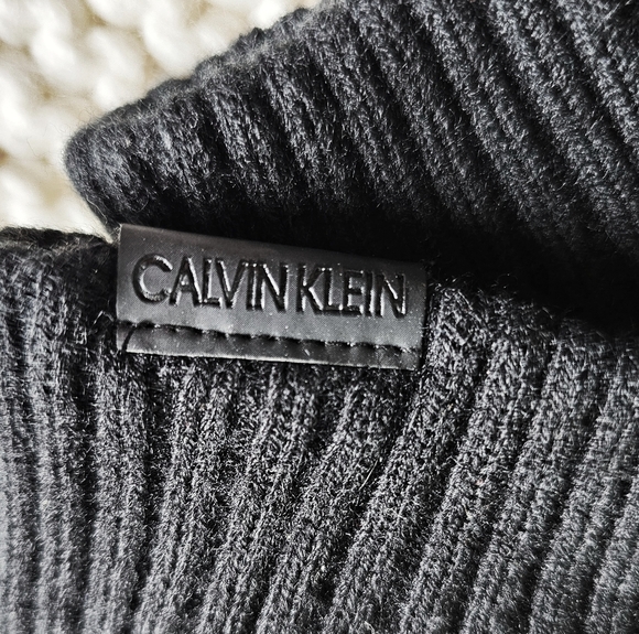 Calvin Klein Touchscreen Warm Black Gloves Logo On Knit Cuff Lined Interior XL - Picture 7 of 12